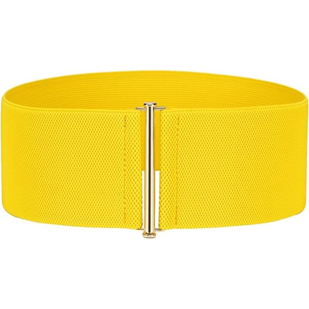 3" Extra Wide Vintage Elastic Waistband Gold Buckle Belt, 3G185Belt002